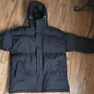 Men's Black Hooded Puffer Jacket